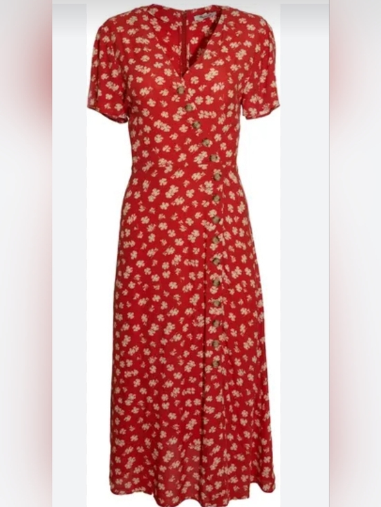 Madewell Dresses & Skirts - Madewell Hibiscus Print Button Wrap Midi Dress Size 6 Floral Viscose Summer